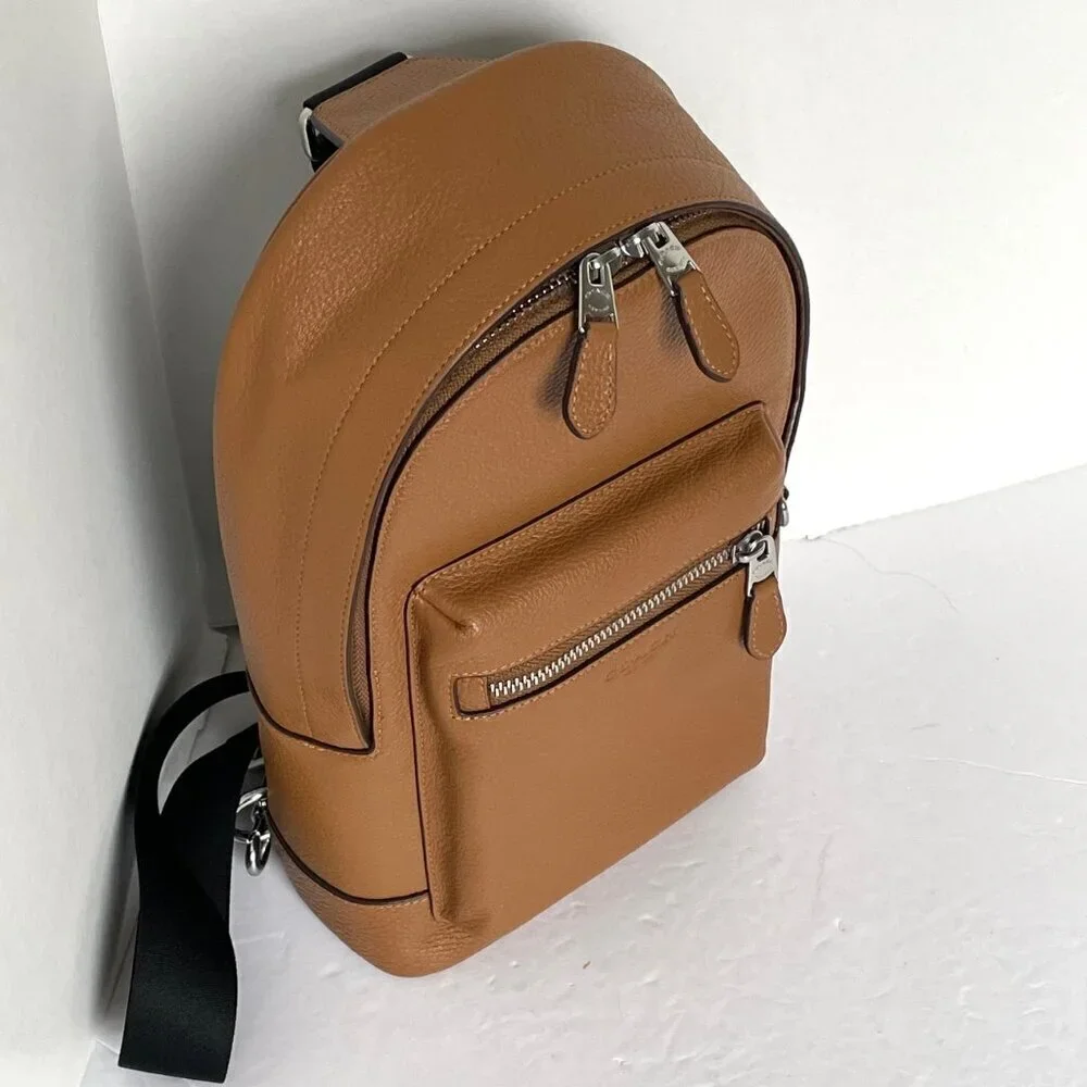 Coach West Pack Sling Bag 2540 Brown Pebble Leather Crossbody Backpack